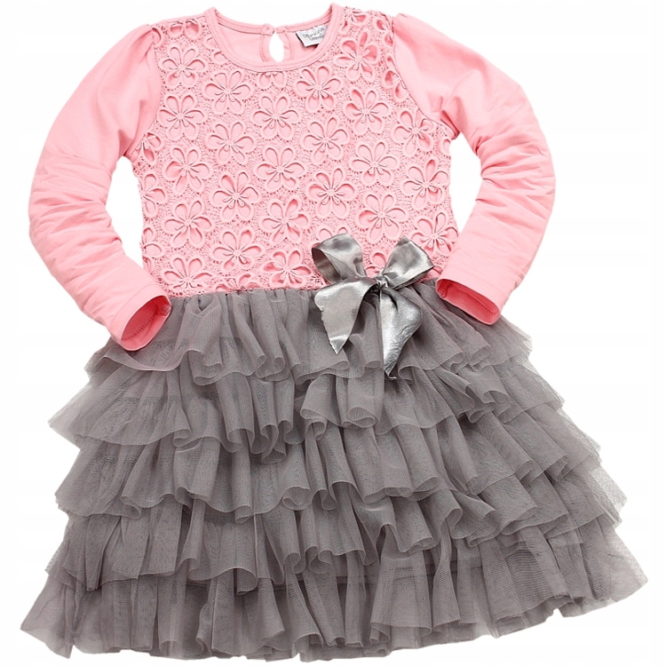 Sukienka KORONKA FALBANKA Tiul BREEZE Róż 128