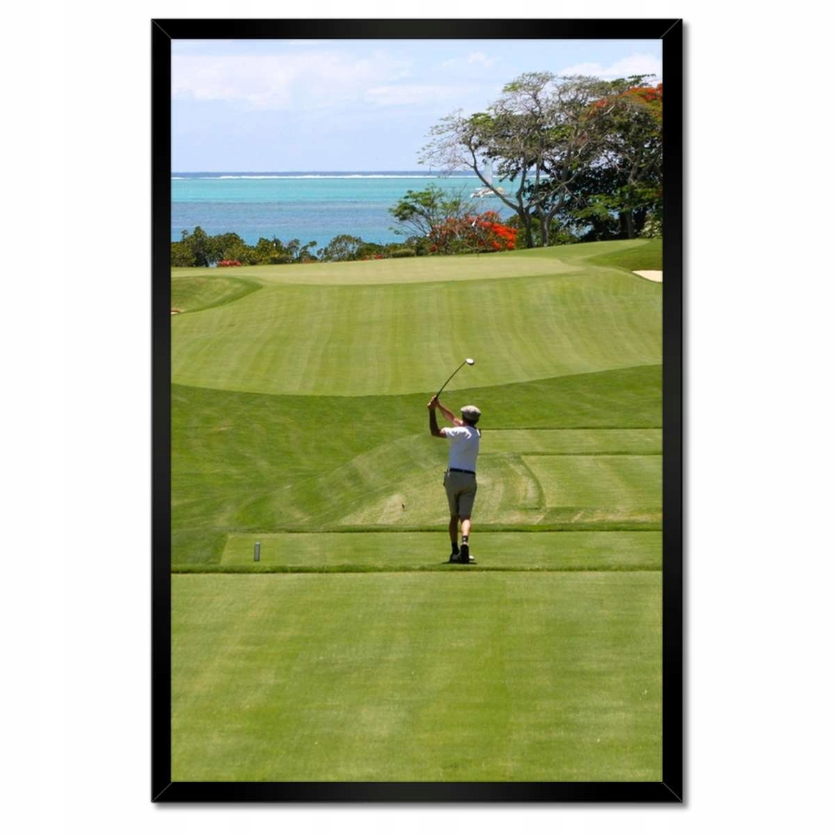 Plakáty v rámu 40x60 Golfista na hřišti