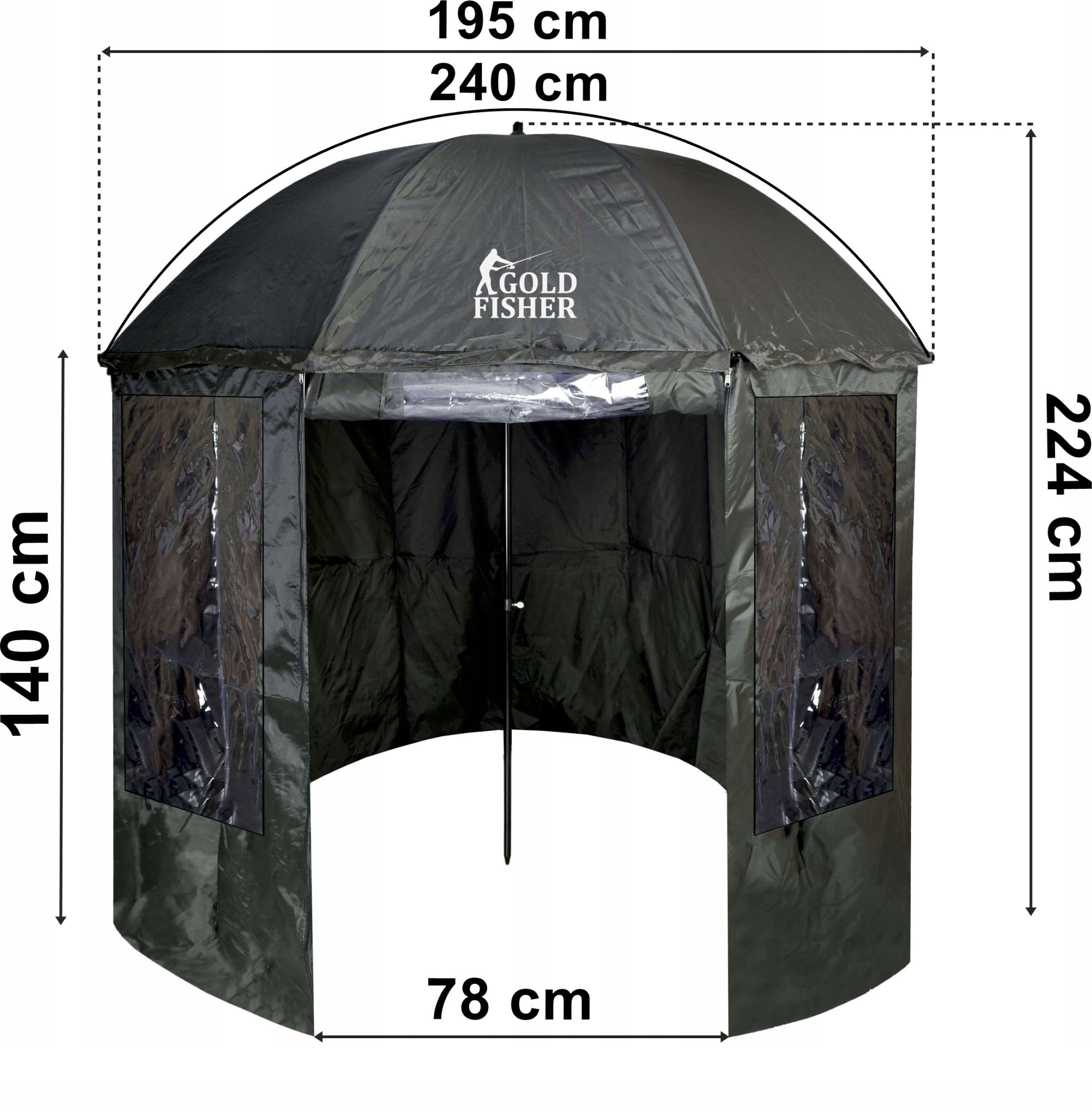 Rybářský Deštník Stan S Krytem Brolly Na Ryby Velký Zelený Zesílený