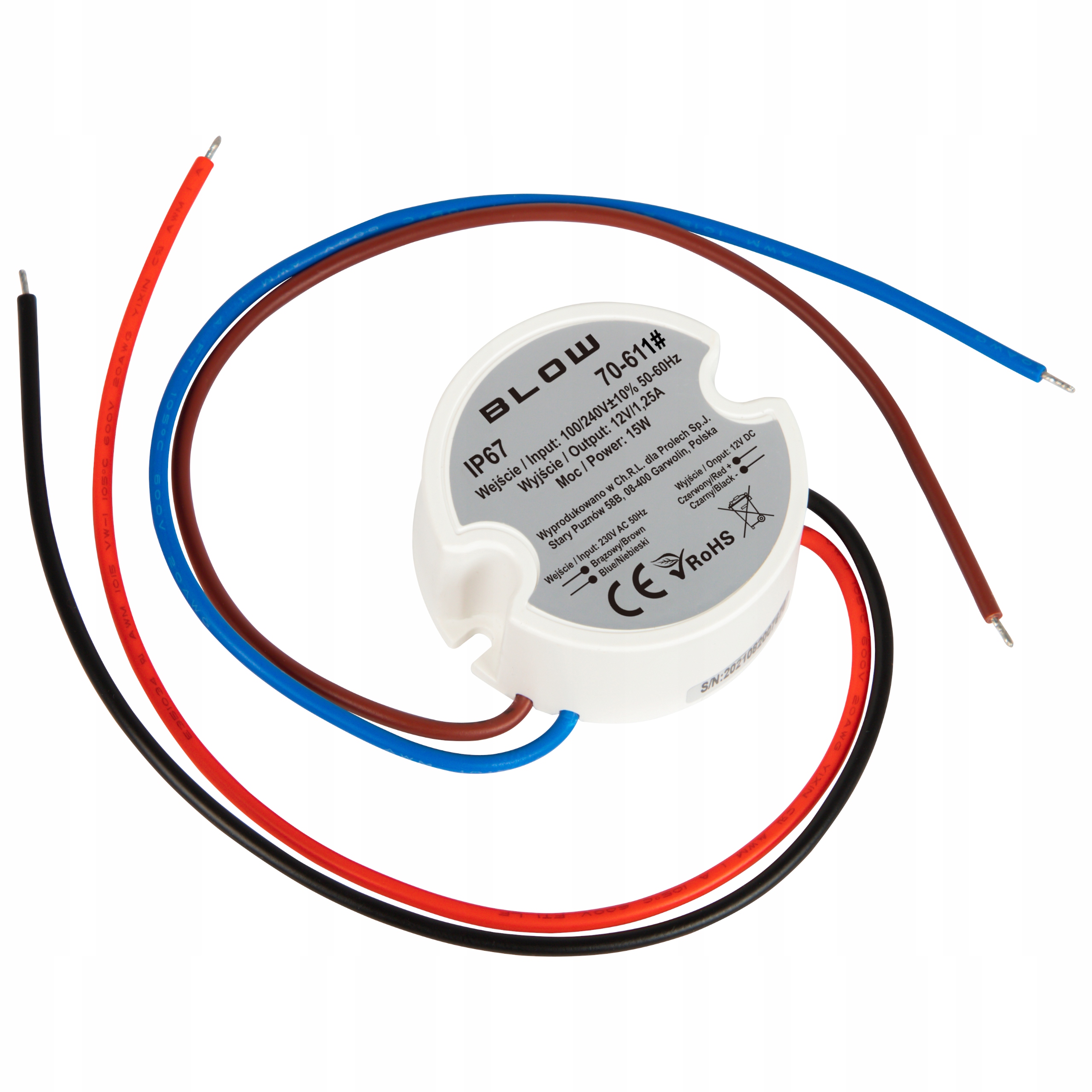 

Zasilacz do Led dopuszkowy 12V 15W IP67 do puszki