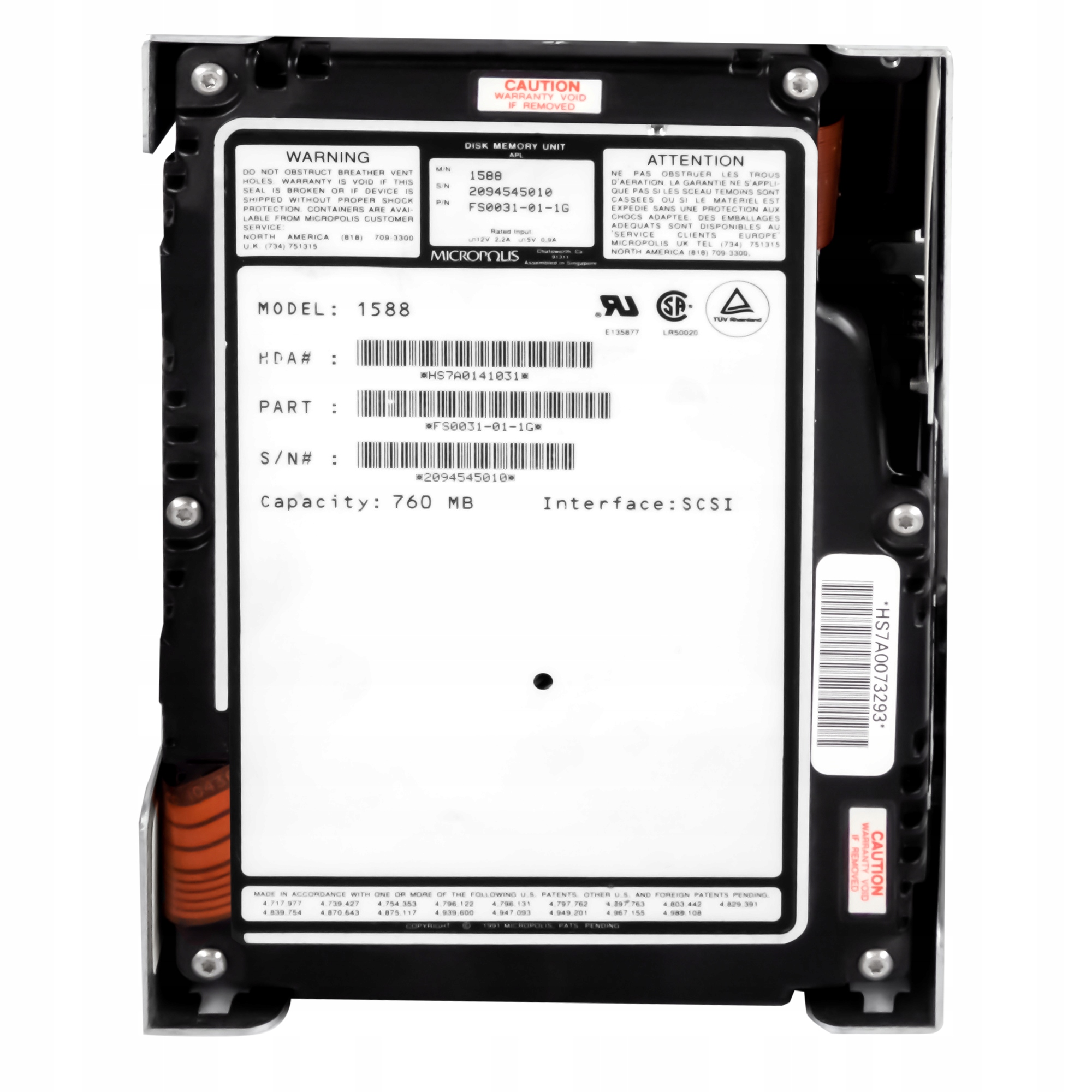 Micropolis FS0031-01-1G 760MB 3.6K Scsi 5.25 1588 Pevný disk