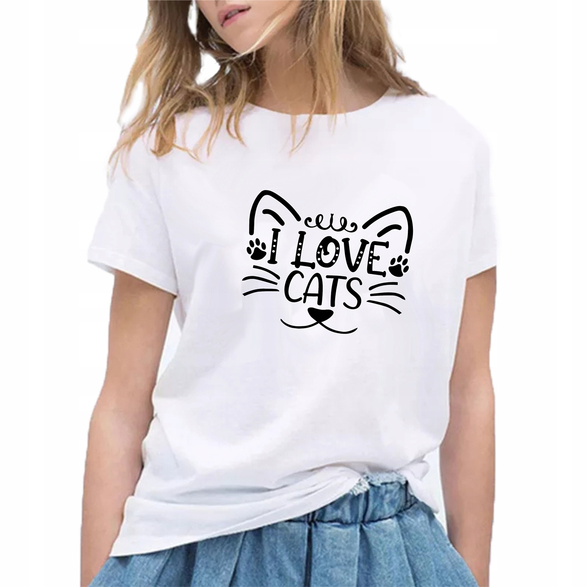 Koszulka damska T-shirt z nadrukiem Kot S Marka inna