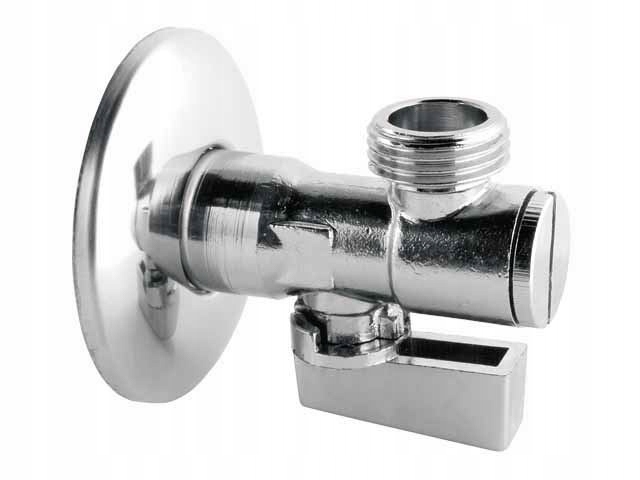 KUREK KULOWY KĄTOWY Z FILTREM I Z ROZETĄ CHROM 1/2
