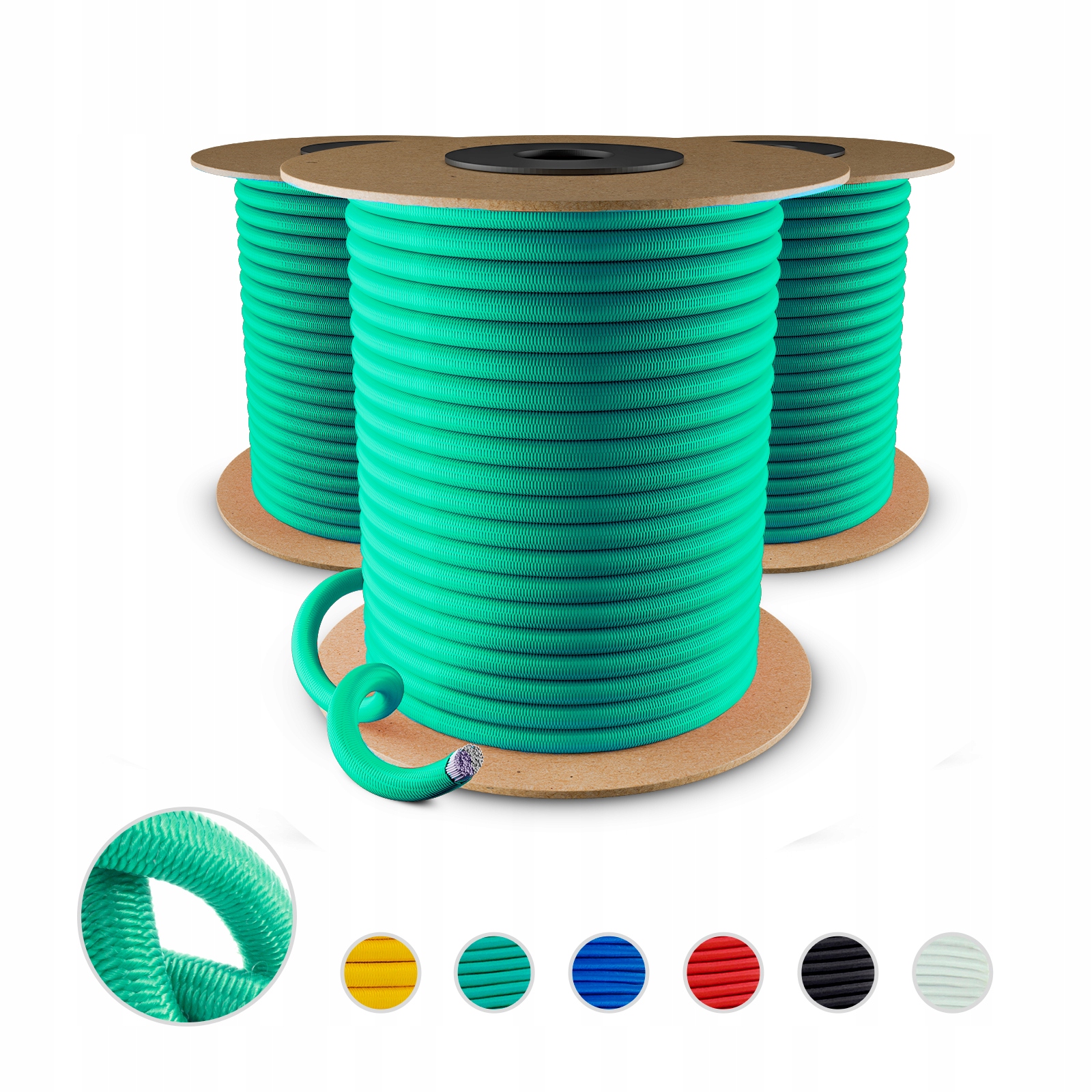 Elastická gumová expandérová upevňovací guma na plachty Zelená 12 mm 100 m