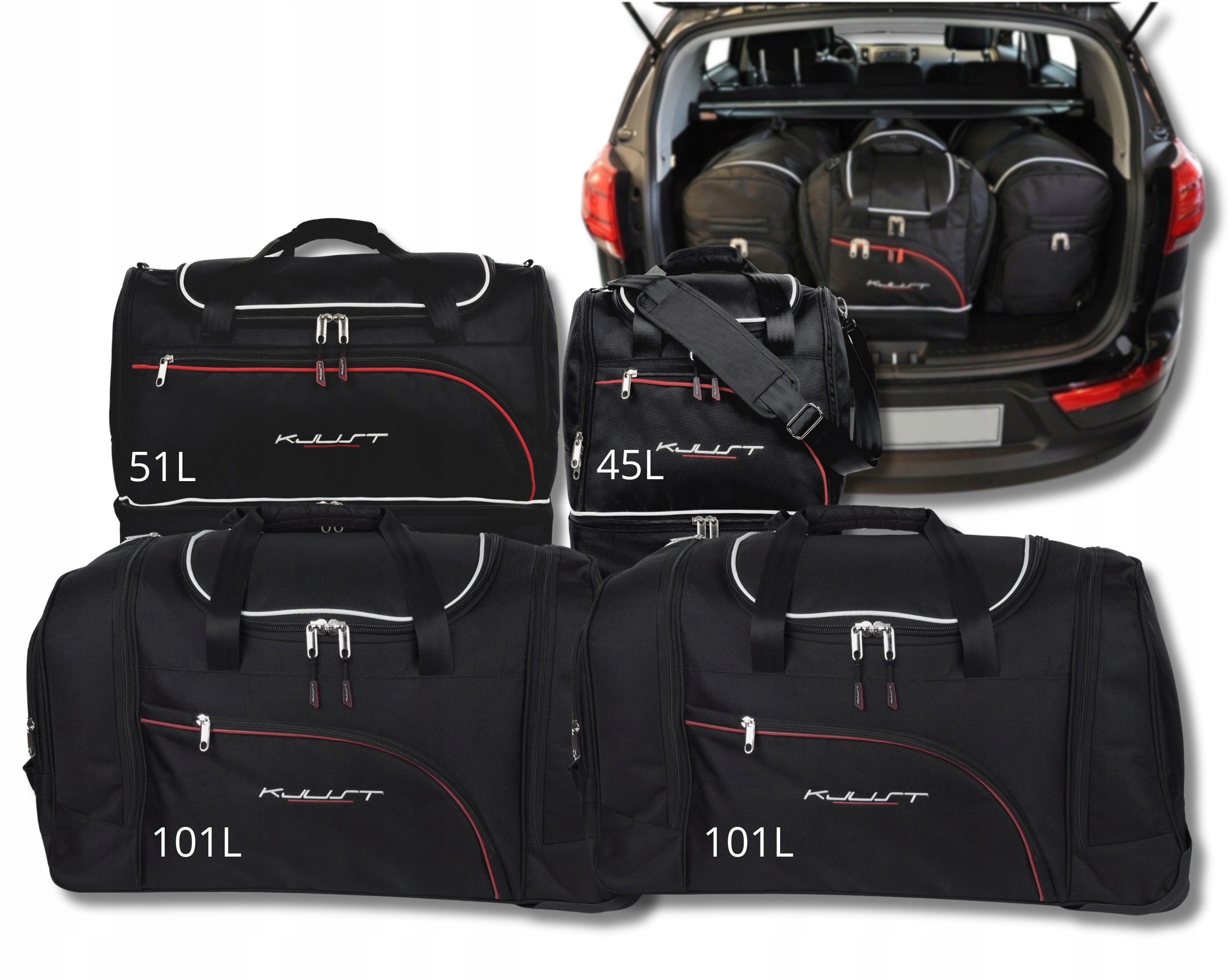 Sada komplet tašiek Kjust do batožinového priestoru Kia Sportage 2010-2016 4 ks