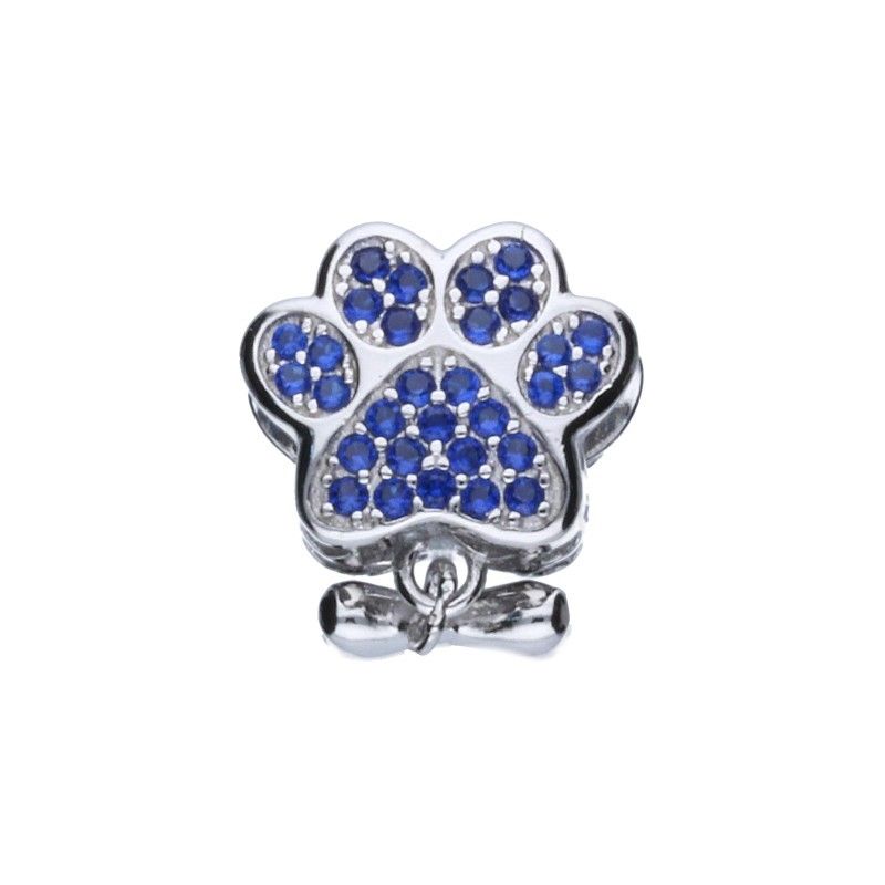 Ženský Stříbrný Přívěsek 925 Bead Tlapka S Modrými Zirkony Jako Dárek