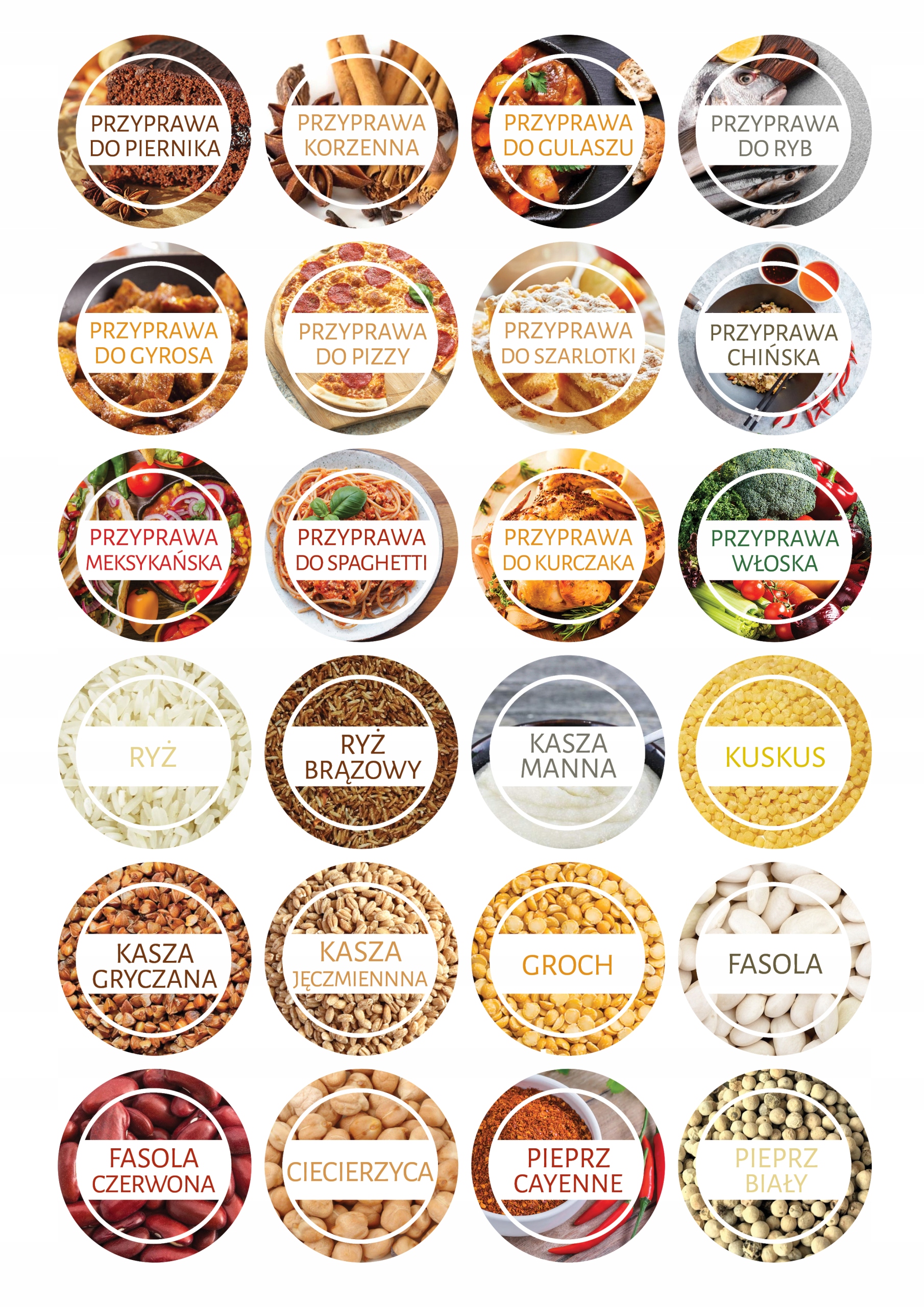 NAKLEJKI Etykiety na PRZYPRAWY pojemniki 168szt w8 Kolor wielokolorowy