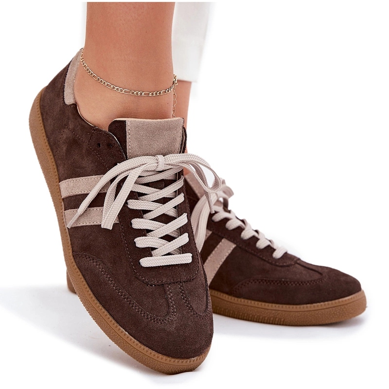 Zazoo N1068 Semišové Nízké Dámské Čokoládové Tenisky 38