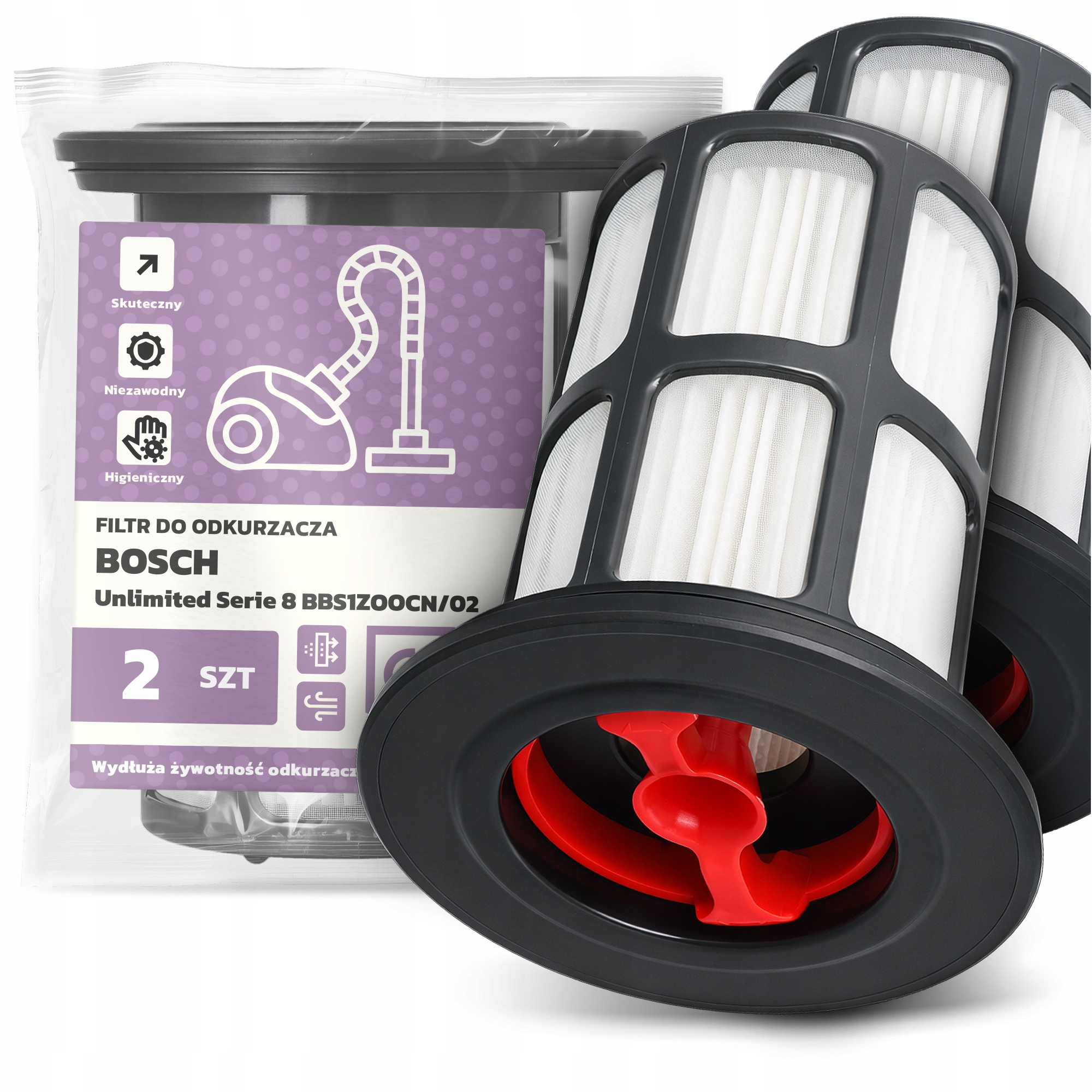 2x Filtr Pro Vysavač Bosch Unlimited Serie 8 BBS1ZOOCN/02 Hepa Filtr Em-w