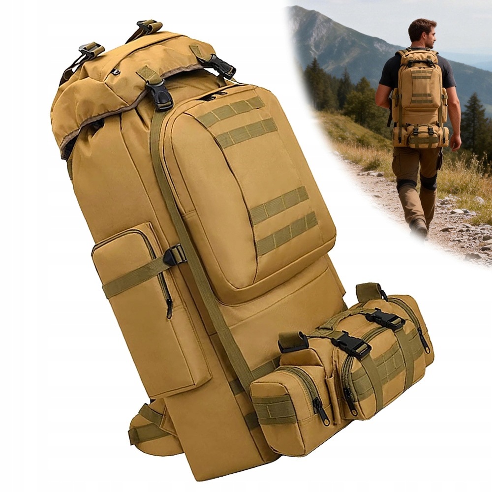 Plecak Militarny 100L Wodoodporny Trekkingowy Duży Outdoor Camping
