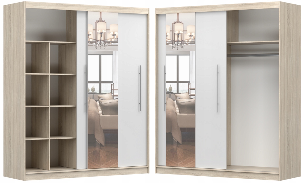 Zestaw szafa przesuwna RICO 200 lustro komoda FRIDA szuflady KOLORY PREMIUM Informacje dodatkowe szafa z lustrem