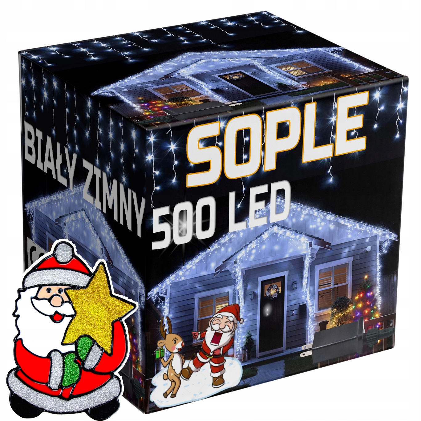 

500 Led Sople zewnętrzne Biały Zimny programator