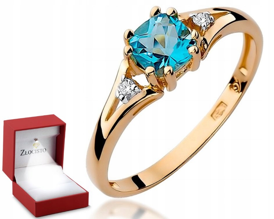 Prstýnek s topazem a diamanty Růžové zlato 585