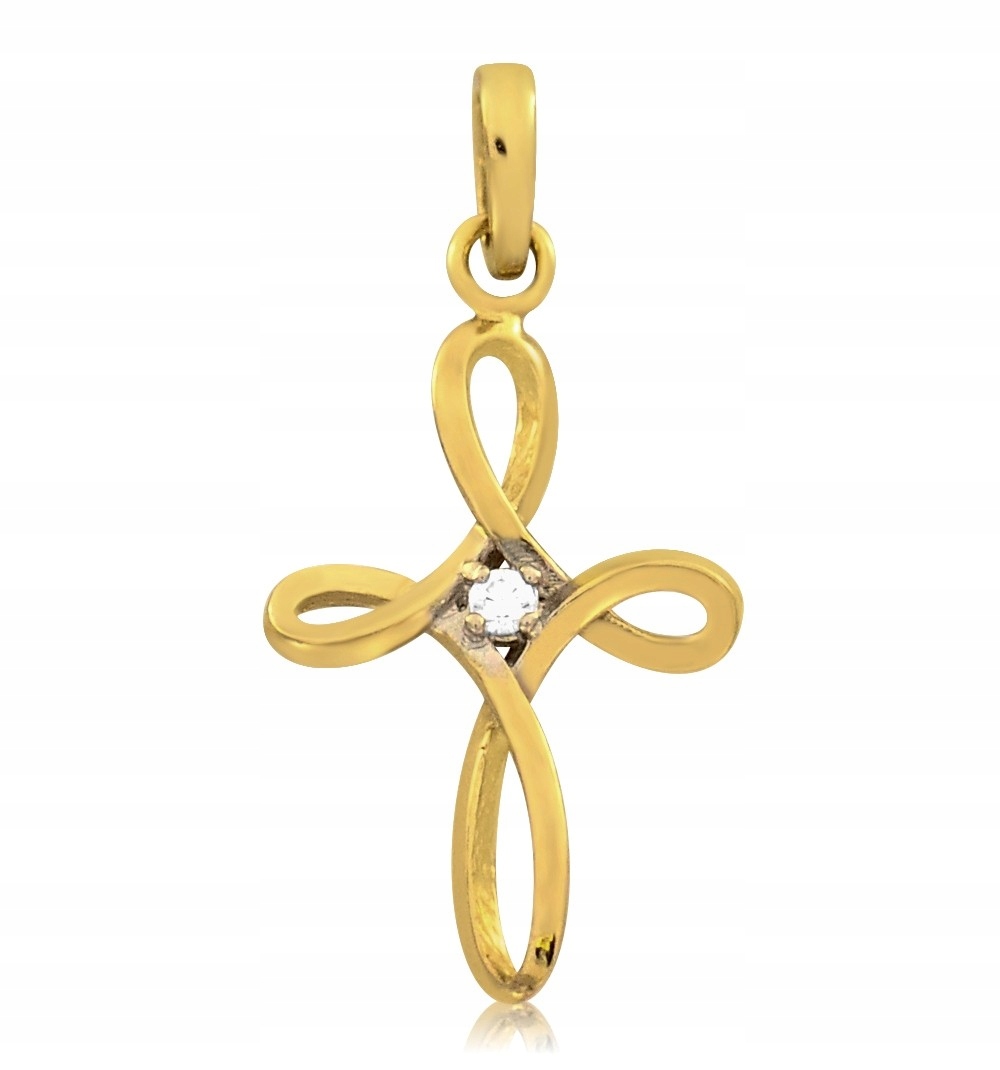 Zlatý Ozdobný Křížek S Jemným Ažurovým Zirkonem
