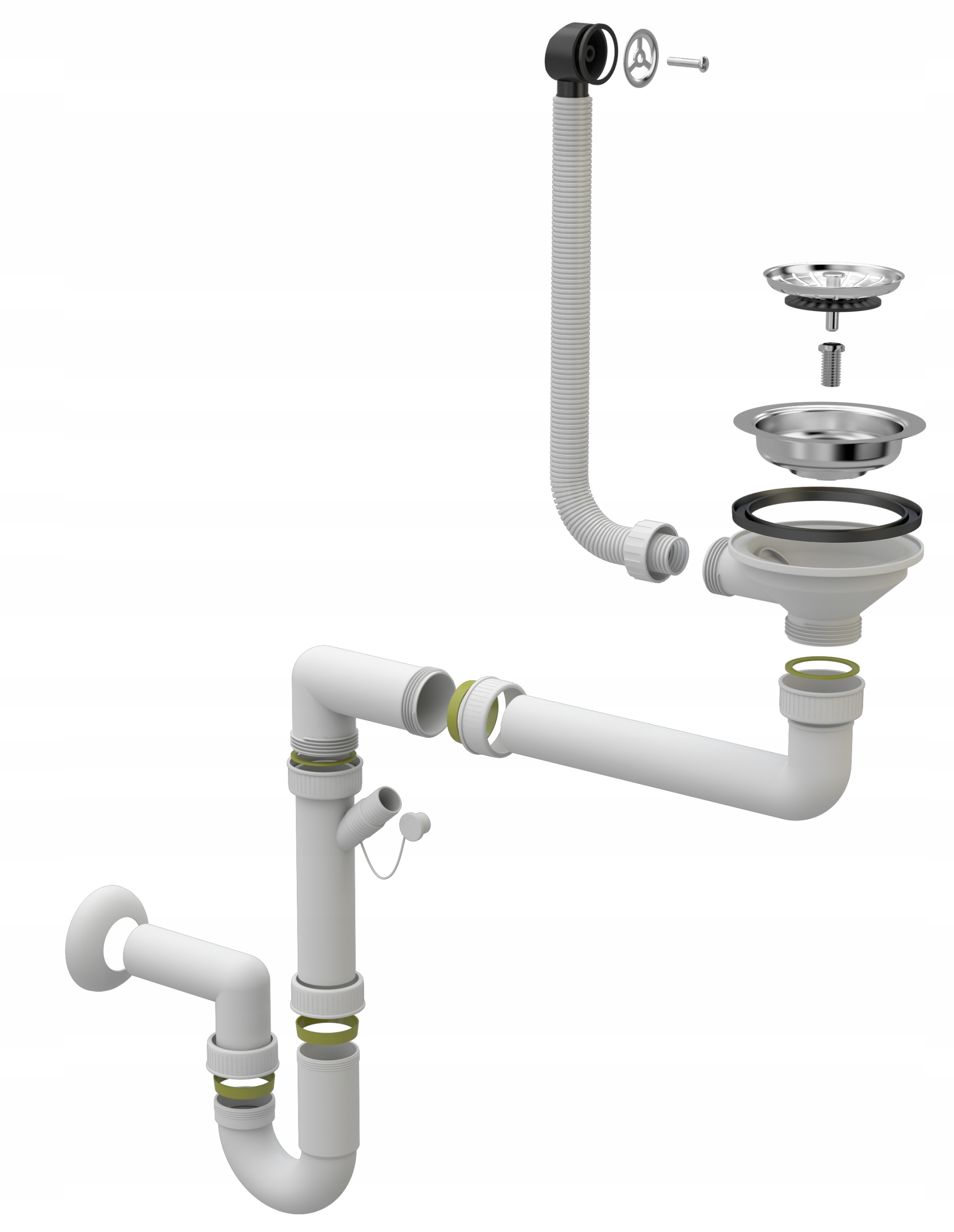 SYFON MANULANY JEDNOKOMOROWY PRZYŚCIENNY DO ZLEWU Kod producenta 1M11CH