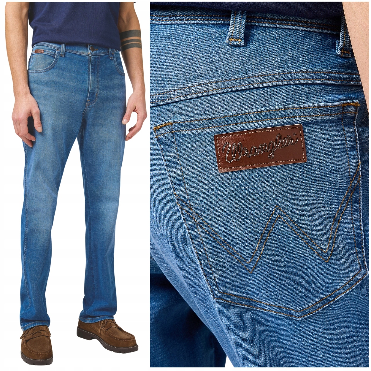 Wrangler Texas Mosaic letní elastické jednoduché džínové kalhoty W40 L34