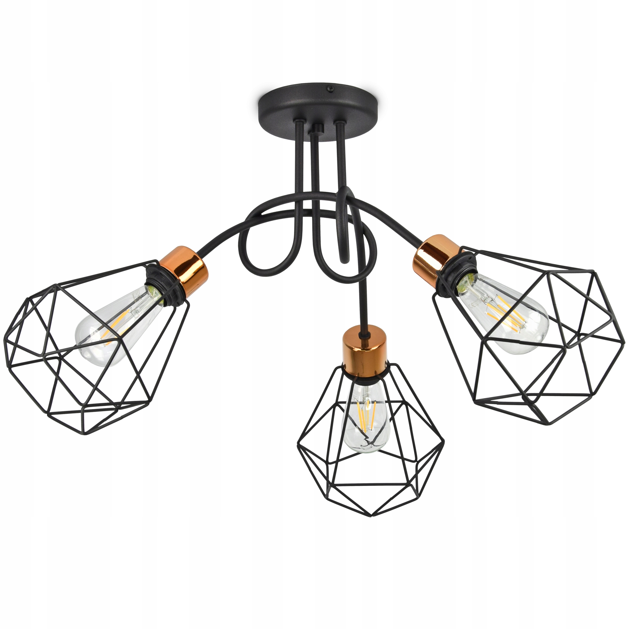 

Lampa Wisząca Żyrandol Plafon Diament Miedź Led