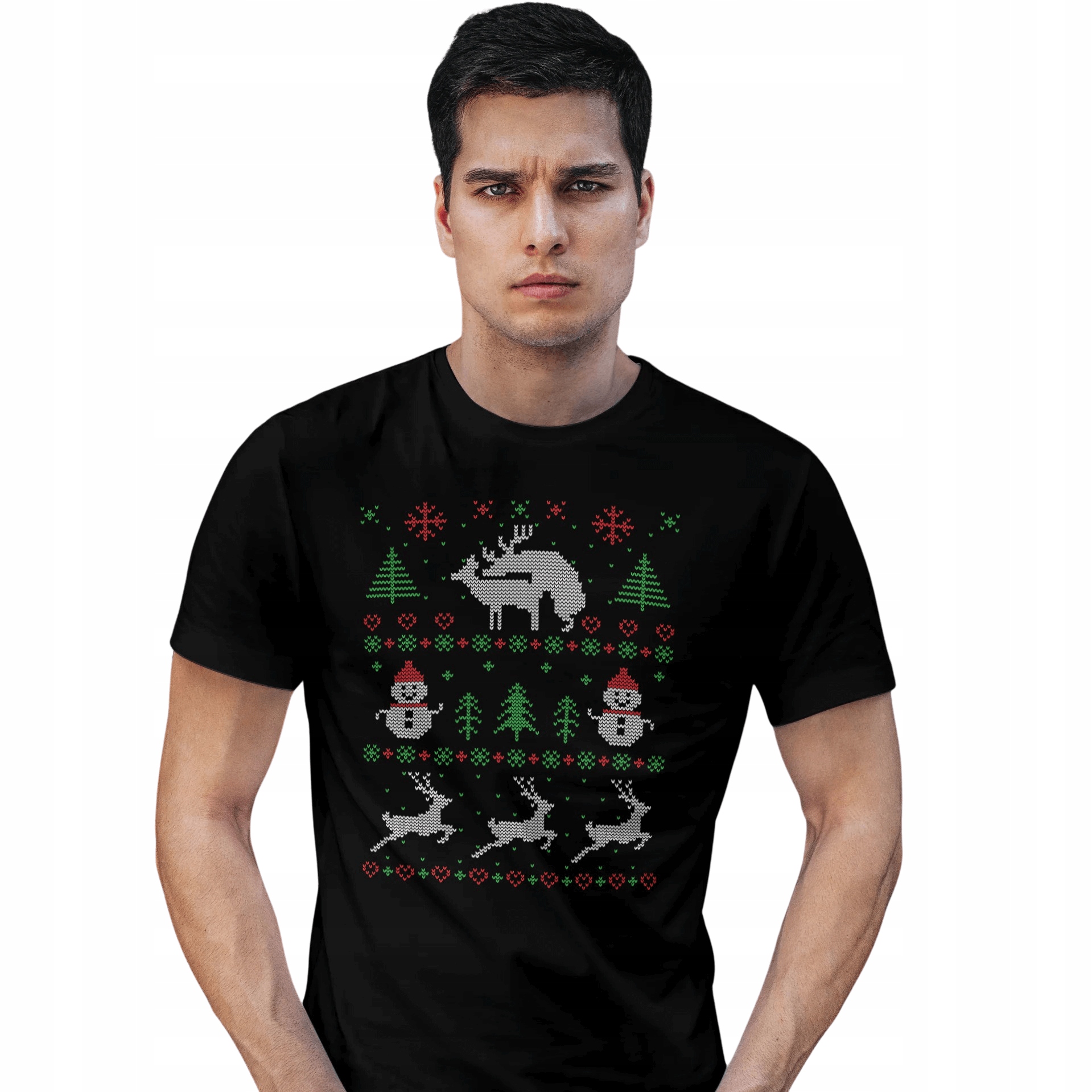 

T-shirt Koszulka męska Czarna Na Święta
