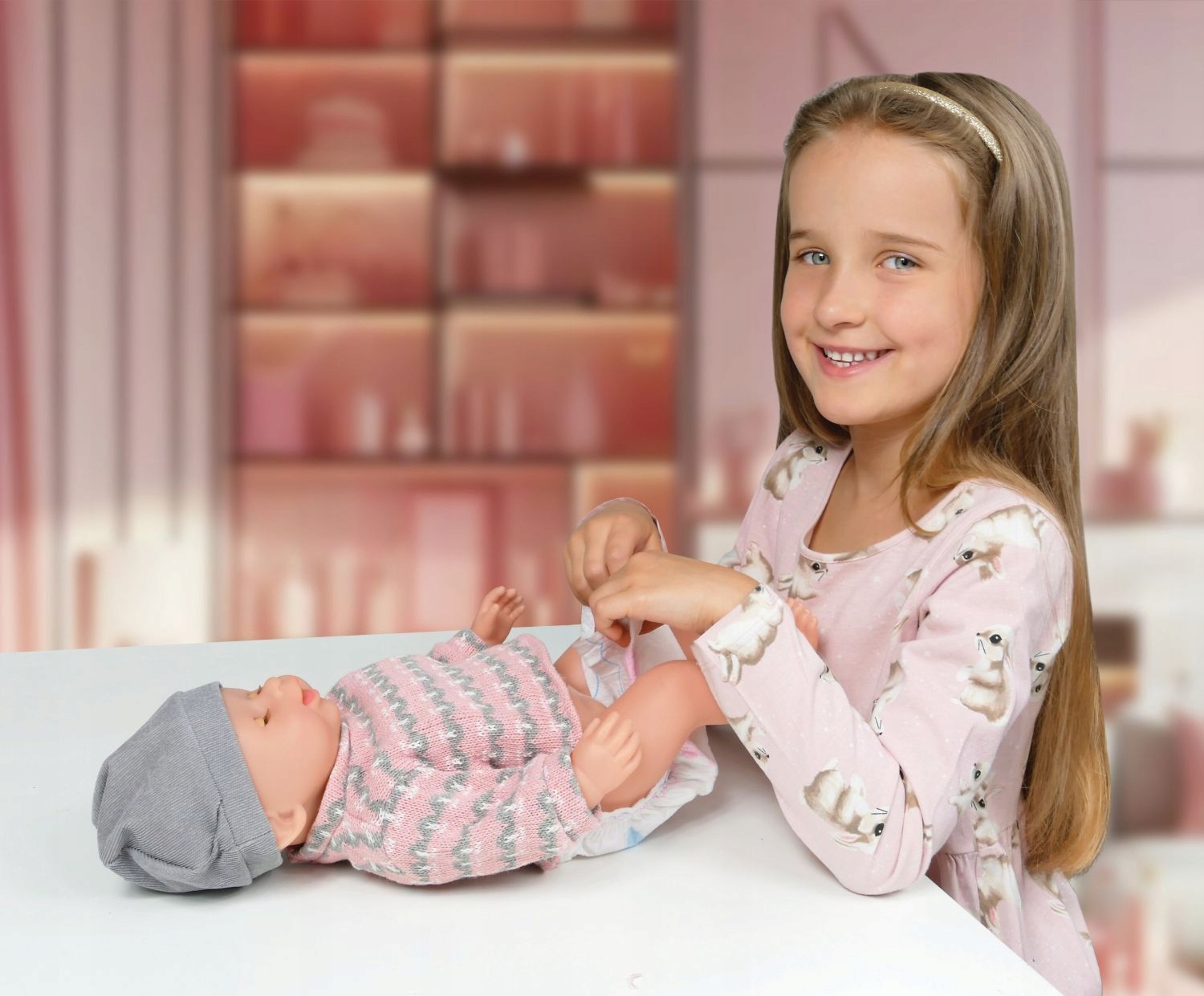 LALKA NATALIA SIKAJĄCA BOBAS 43 cm SIUSIA ŚMIEJE SIĘ GAWORZY Z NOCNIKIEM Wiek dziecka 2 lata +