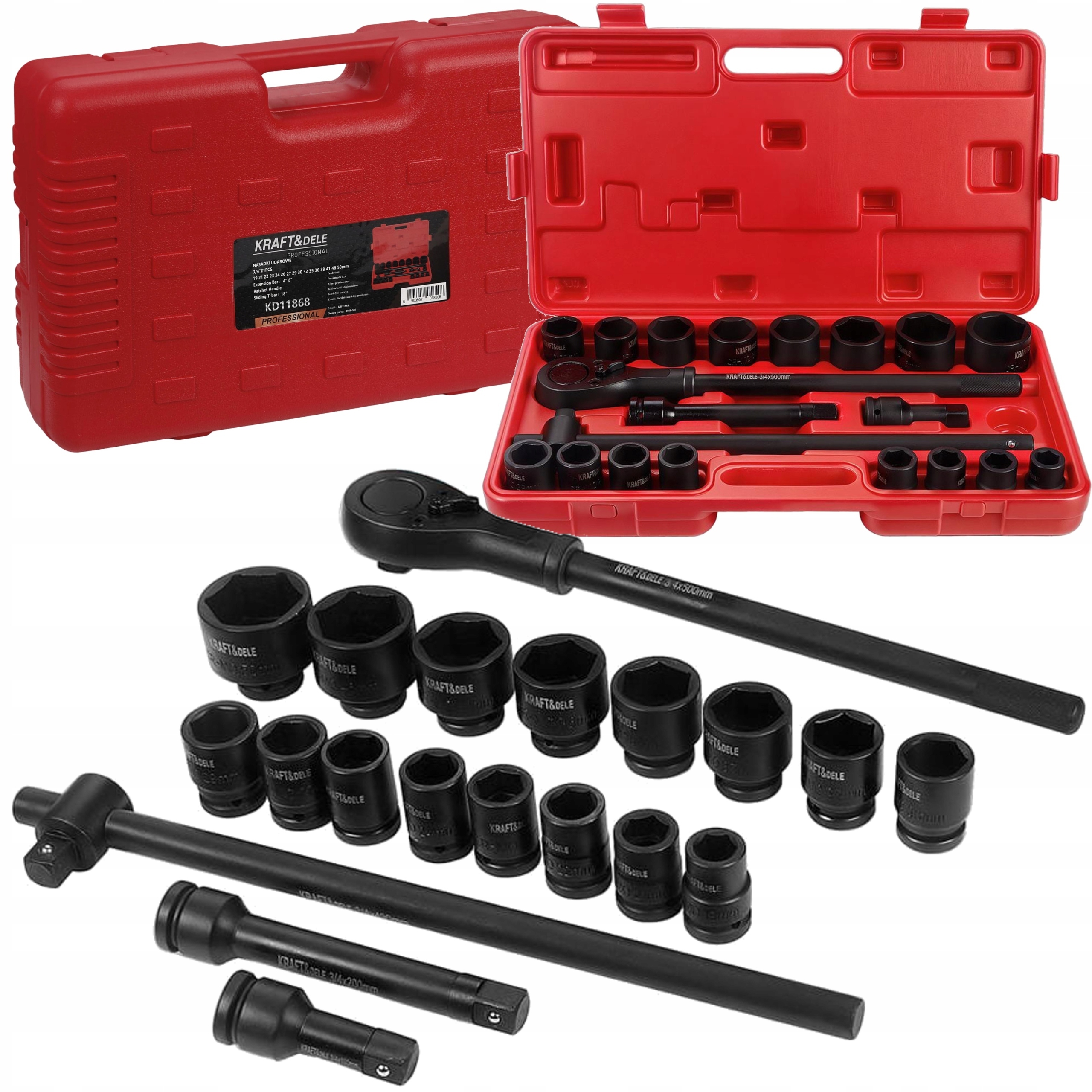 Rázové Nástavce Sada Nástavcov 3/4" Hrkálka 21ks Cr-mo 19-50mm T-typ