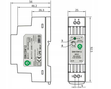 Zasilacz do LED 15W 12V DC 1,25A POS na szynę DIN EAN (GTIN) 5902135137895