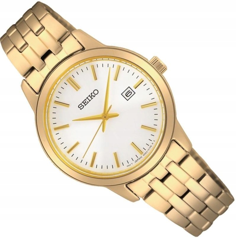 Klasická Dámská Hodinka Seiko SUR412P1 Stříbrno-zlatá S Datumovkou 30 mm