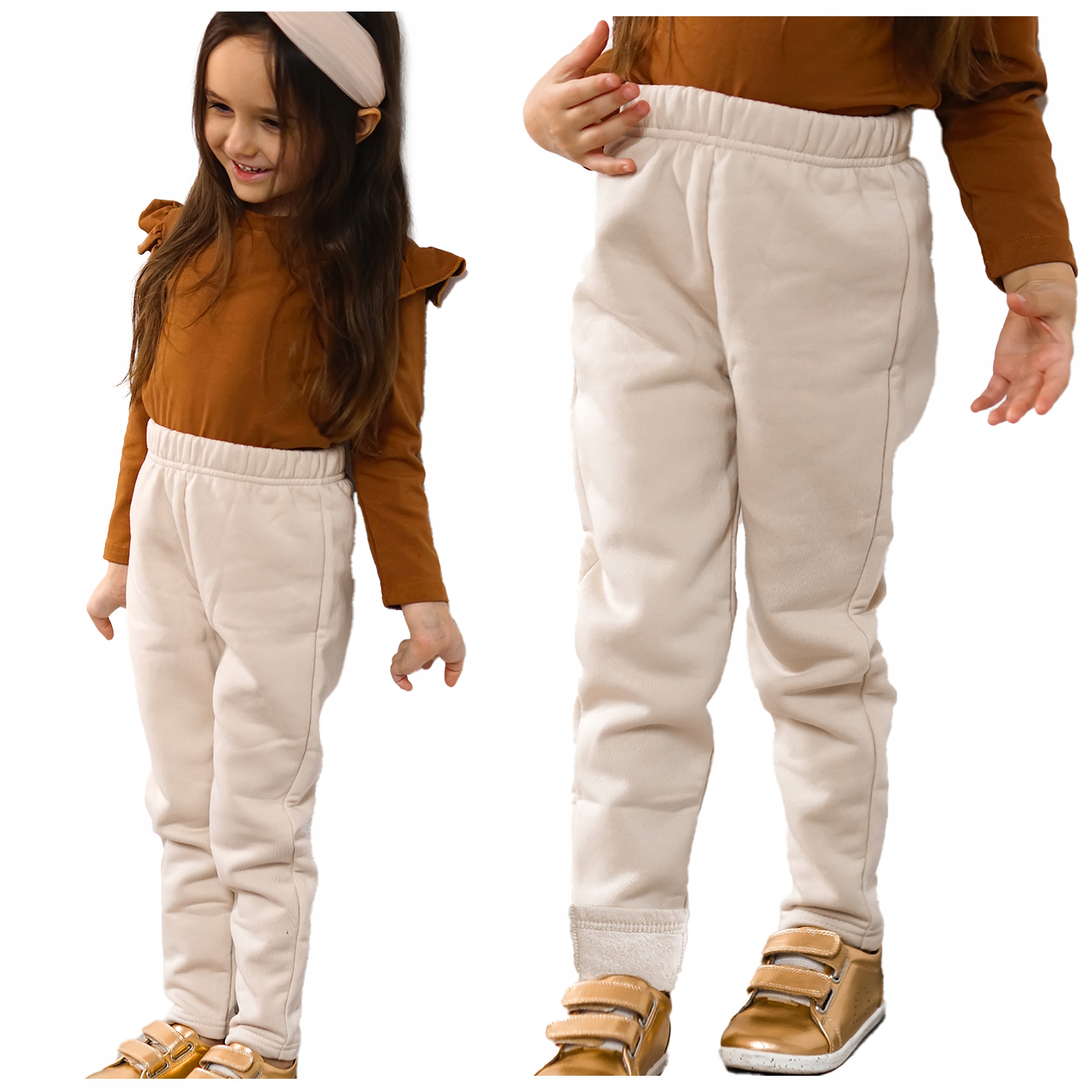 

Ocieplane Legginsy Spodnie 104 Kremowe Baya