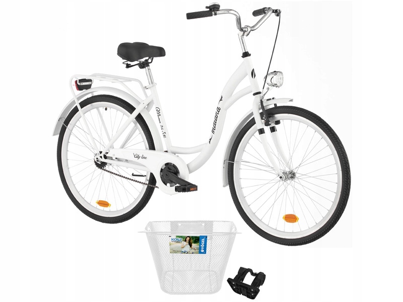 Rower miejski Indiana Moena 26 cali damski Biały Koszyk