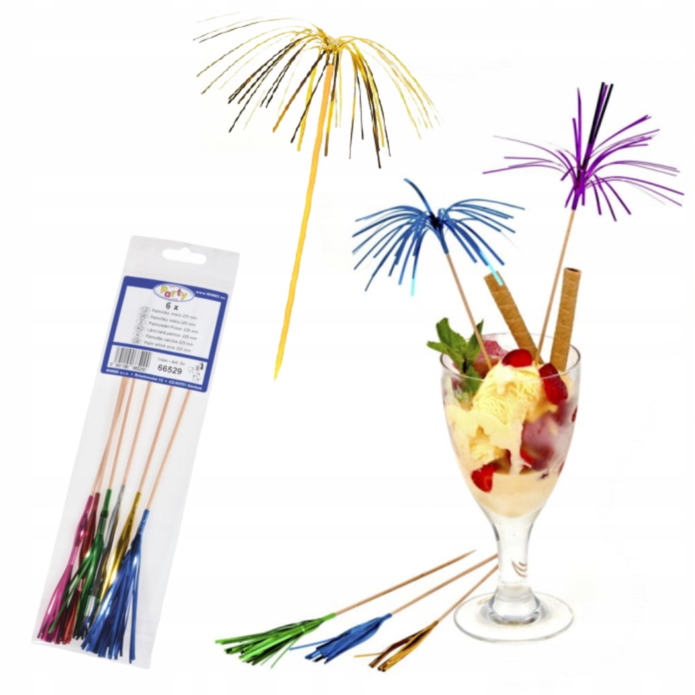 

Dekoracje palmy do drinków wielokolorowe 6sztuk