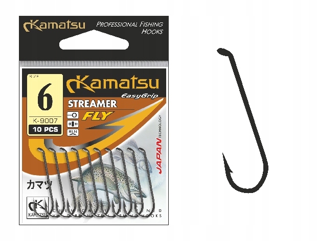 Haki Haczyki muchowe Streamer czarne nr 8 Kamatsu