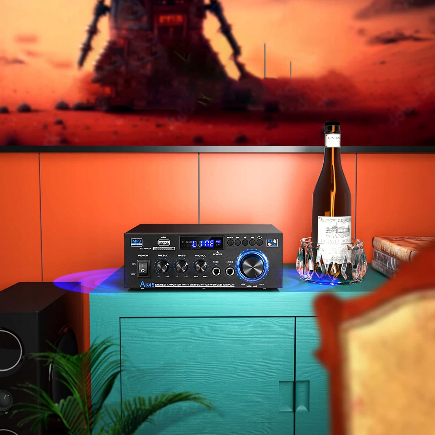 AK45 Wzmacniacz HIFI Bluetooth 5.0 2.0 Kanały 40W+40W Współczynnik sygnał/szum 85 dB