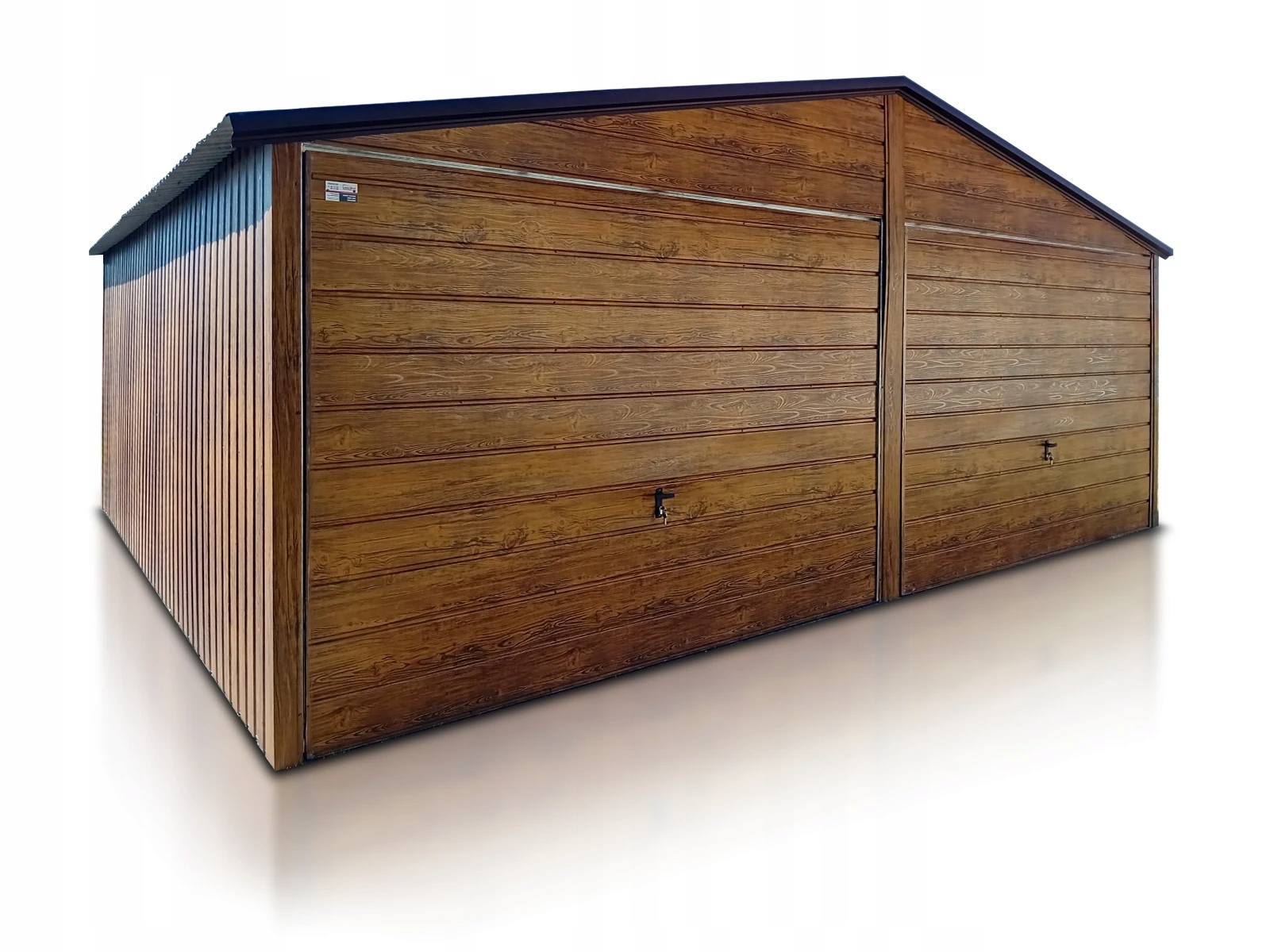 Plechová garáž 6x5, dřevěná deska, dvoupolohová, plechové garáže