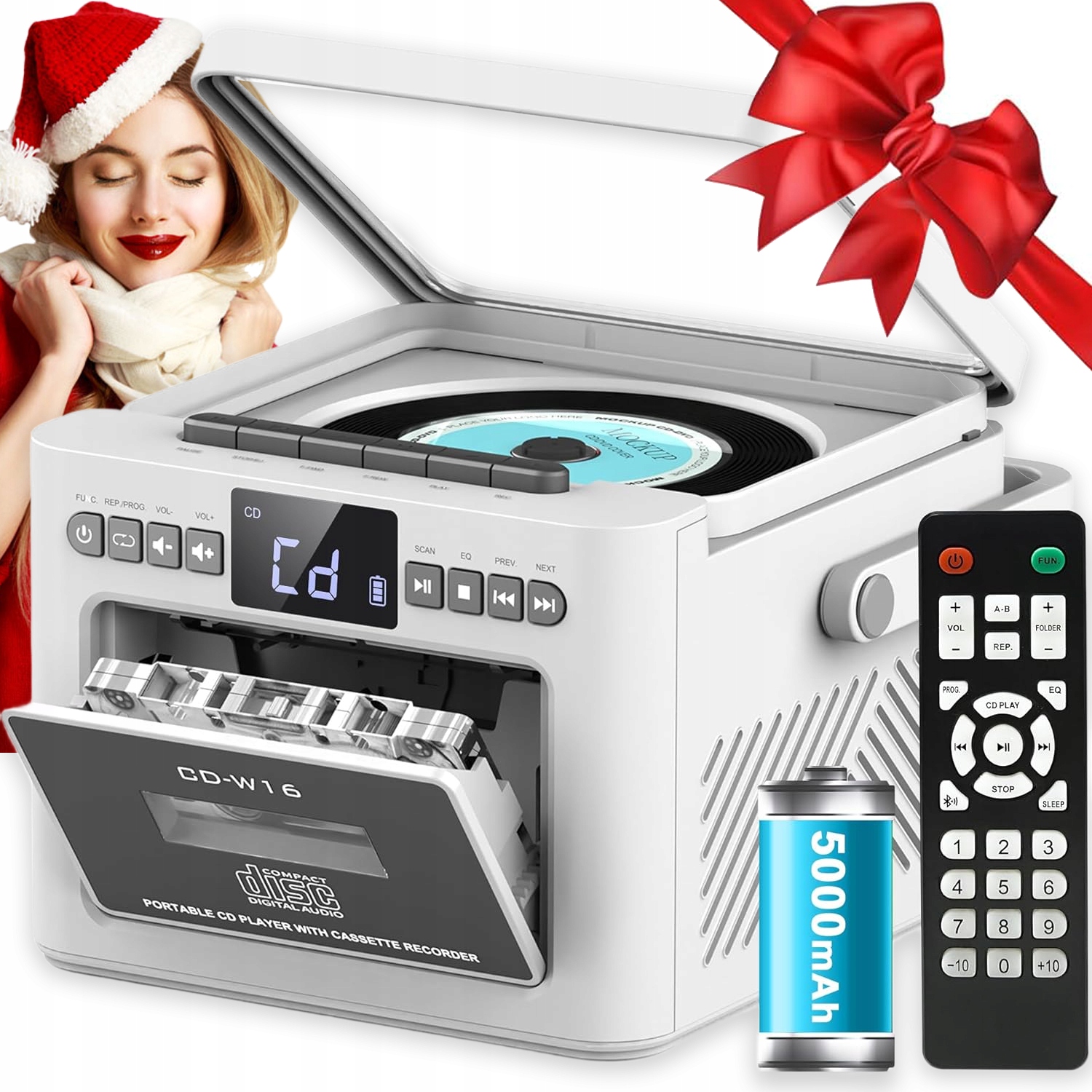 Přenosný CD Přehrávač Bluetooth Reproduktor MP3 Aux Vysoká Kvalita Dárek