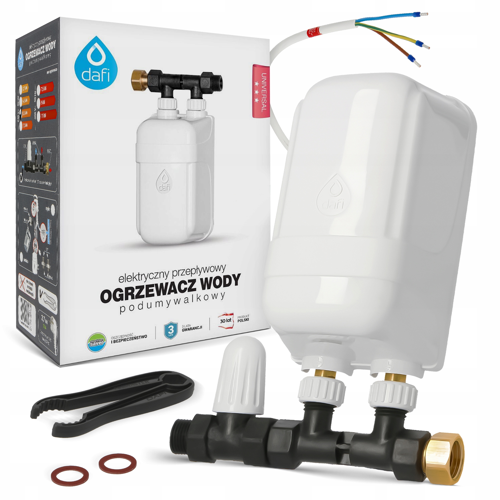 Prietokový ohrievač vody 230 V 5,5 kW Elektrický ohrievač Prípojka 3Q