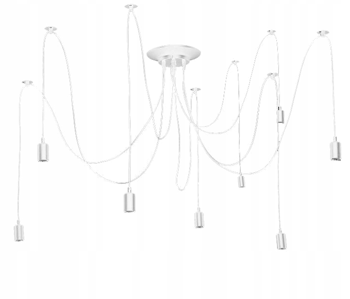 

Lampa Loft Żyrandol Biały Pająk 8 Ramion Nordic