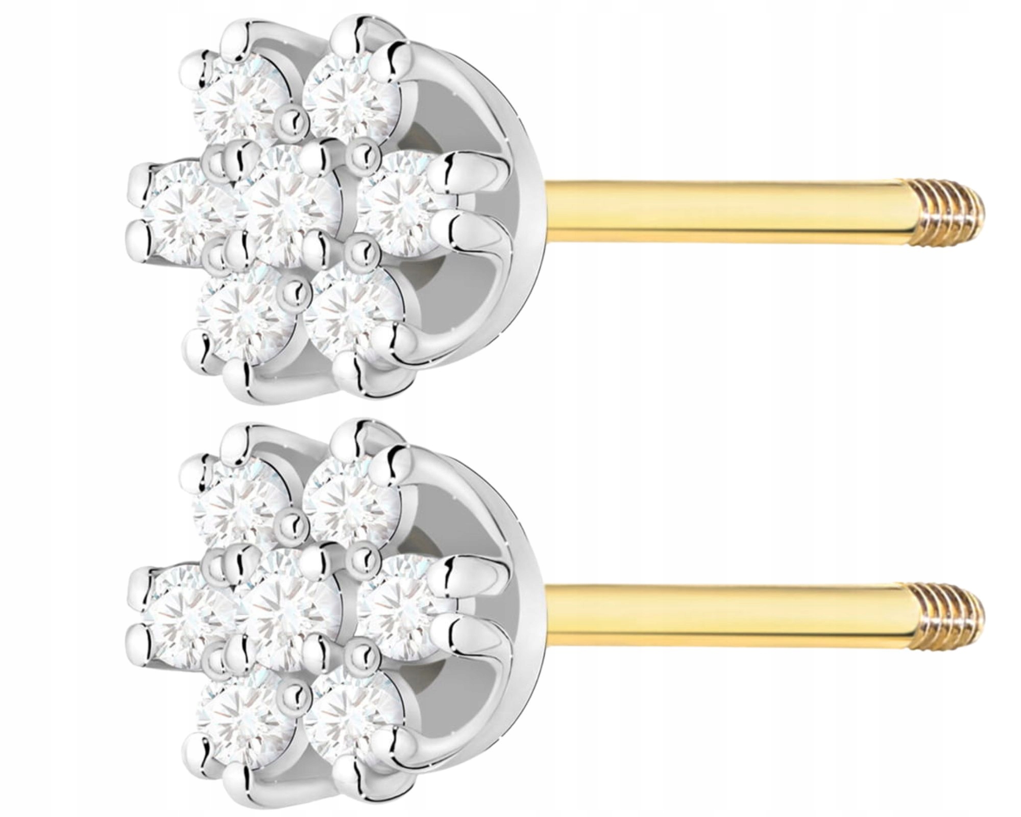 Zlaté Náušnice S Diamanty, Šrouby, Dárek, Šroubovací Tyčinka, Gravírování 585