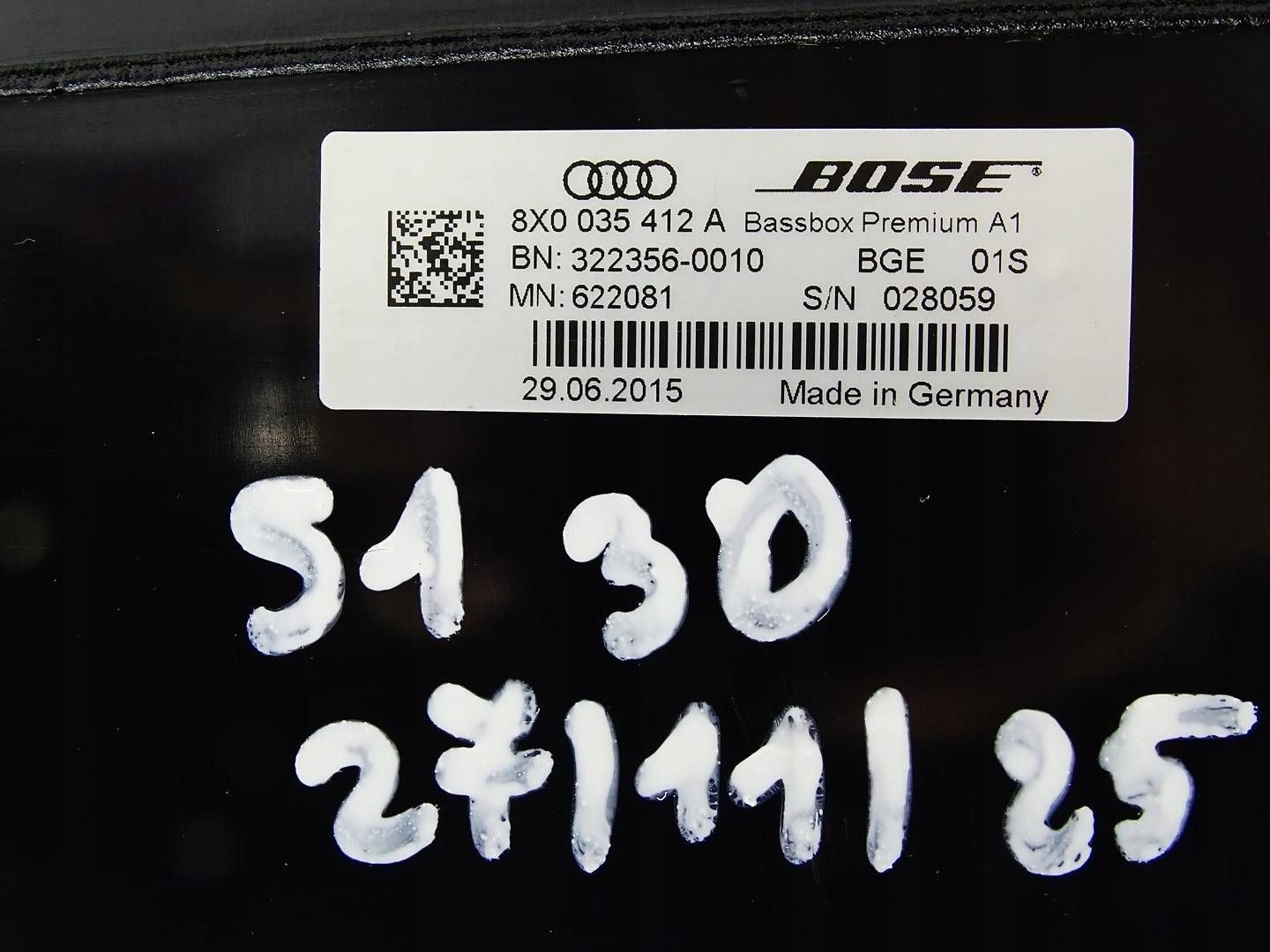 speaker SUBWOOFER NISKOTONOWY BOSE AUDI A1 8X 8X0035412A