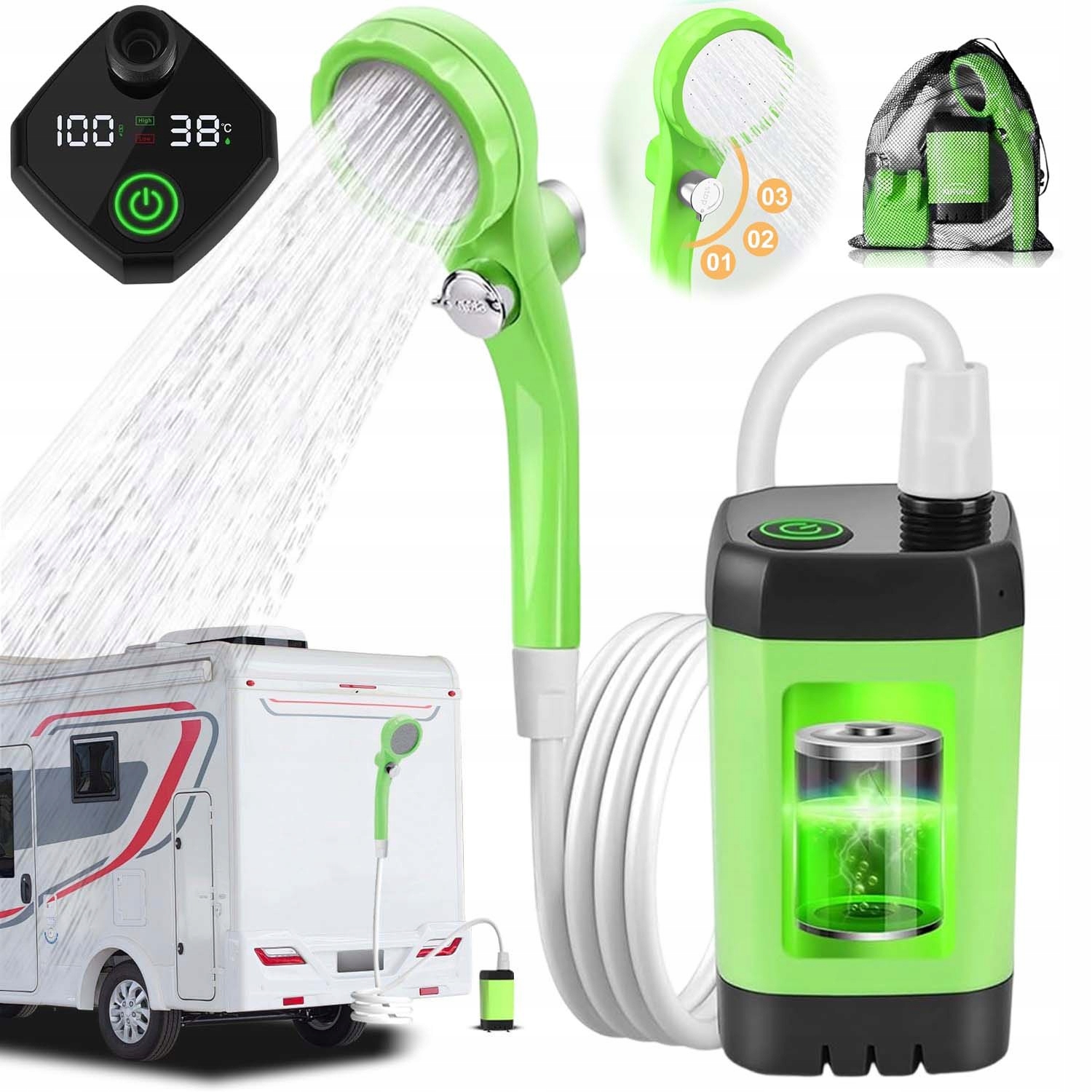 Kempingová Turistická Sprcha Pod Stan S Přenosnou Polní Sprchou 6000 Mah