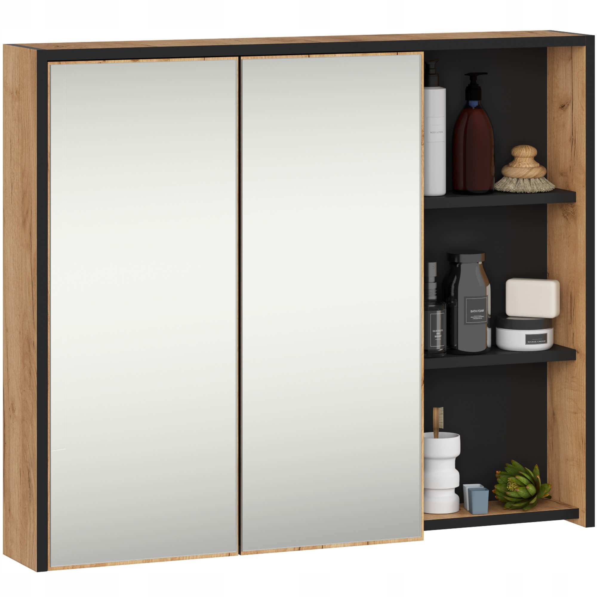 Závěsná Koupelnová Skříňka Vami W90 2D3P Lo Craft/černá Akd