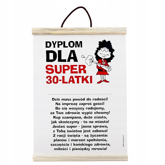 

Zawieszka Dyplom na 30 Urodziny Dla Niej