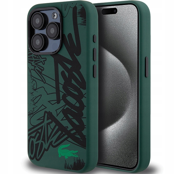 Lacoste LCHCP15XGRAK Hardcase Silicone Graffiti do iPhone 15 Pro Max Czarny