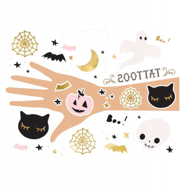 

Tatuaże zmywalne Nietoperze mix Halloween Boo x12