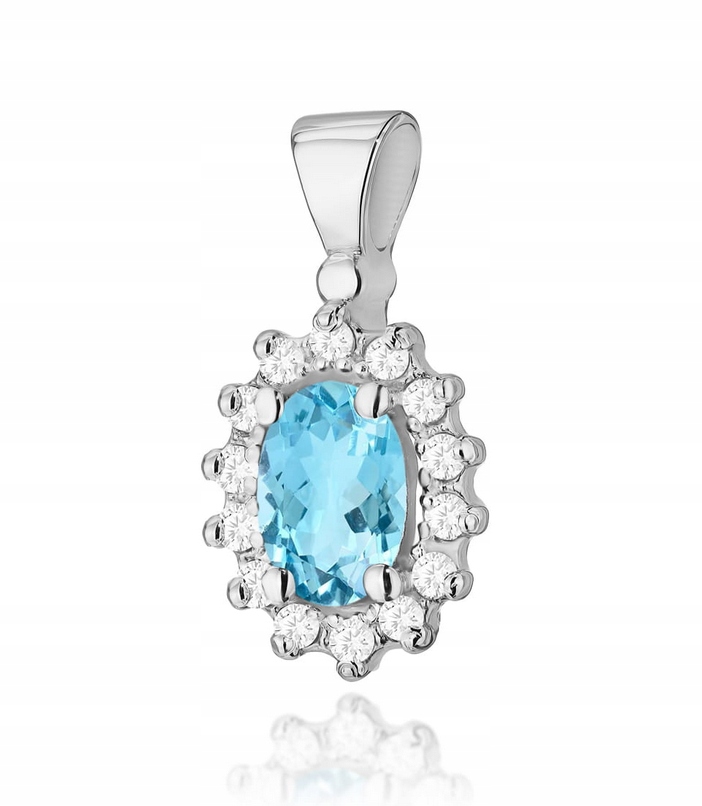 Zawieszka Topaz Brylanty Białe Złoto Próba 585