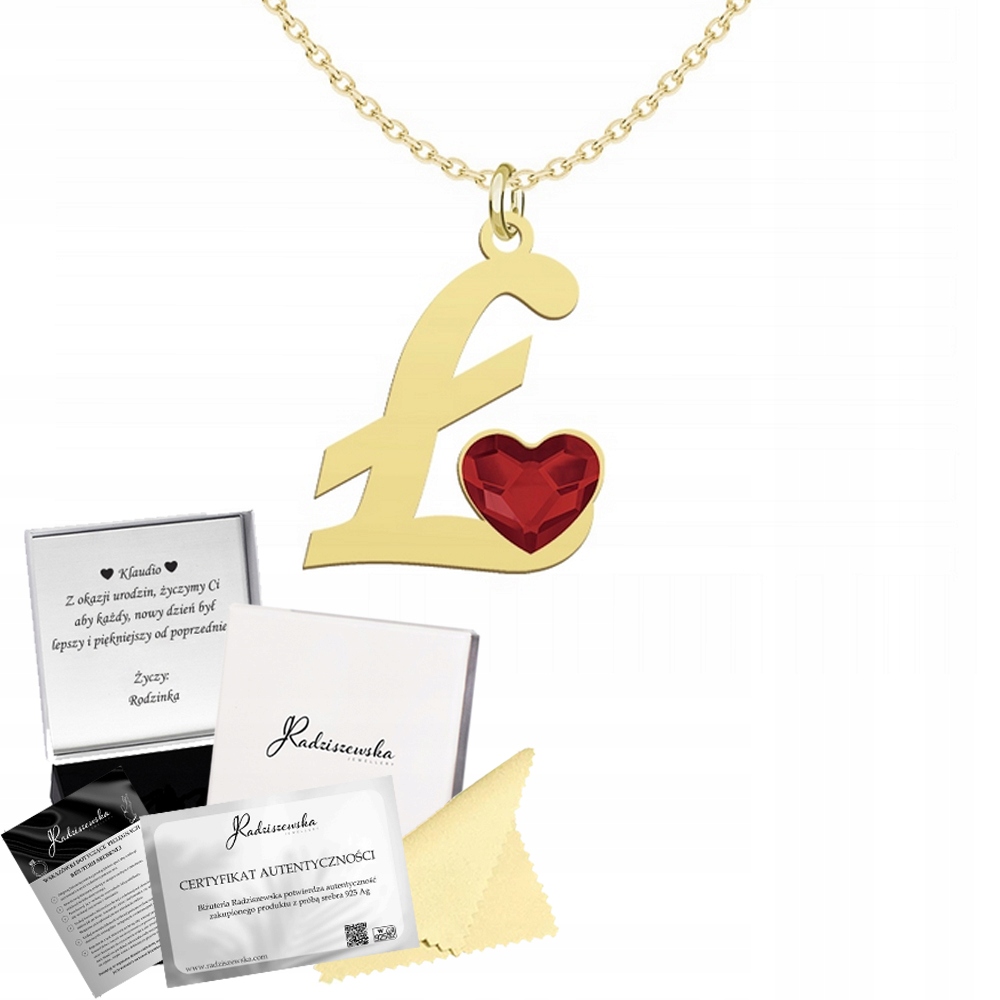 Zlatý Řetízek S Písmenem Křišťál Srdce Narozeniny Stříbro 925 Přání