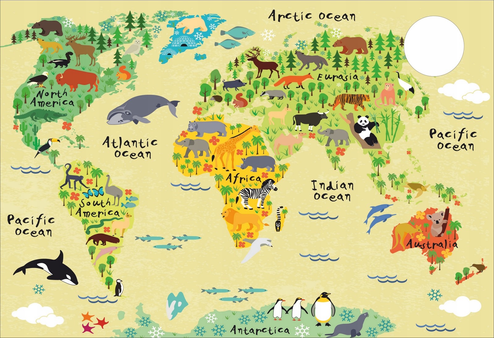 

Mata na biurko micke 73x50 mapa świata zwierzęta