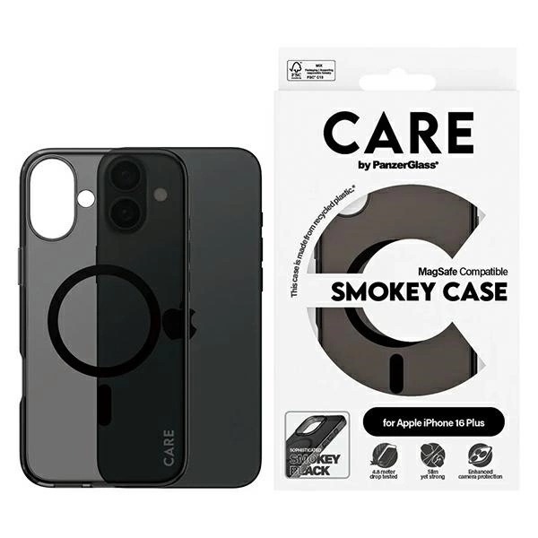 Pouzdro Care by PanzerGlass Flagship Case MagSafe pro iPhone 16 Plus, průsvitné