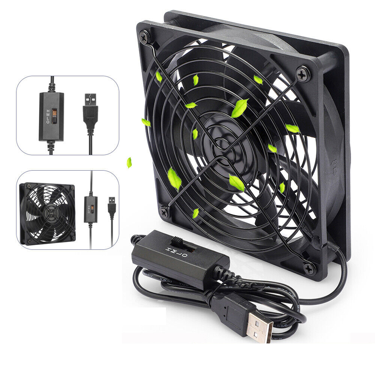 WENTYLATOR USB, WENTYLATOR CHŁODZĄCY 12CM Z 3 REGULOWANYMI PRĘDKOŚCIAMI