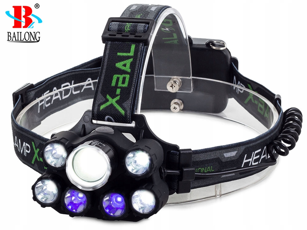 Latarka czołówka czołowa Zoom x 2 aku cree xm-l t6 7 x led Uv Usb LC15