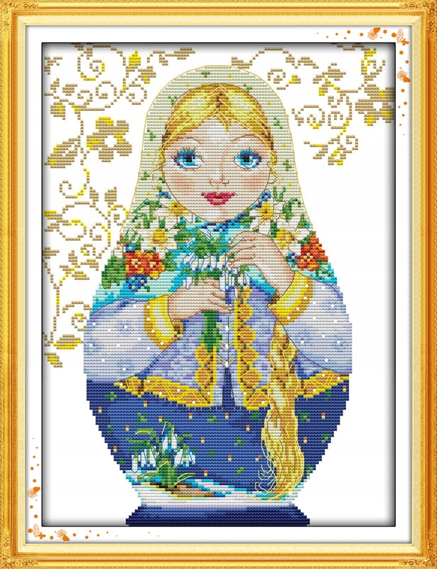 Kanva s potiskem vyšívací sada (kanva,mulina,jehla)