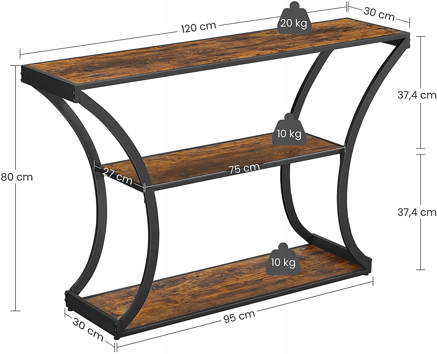 KONSOLA STOLIK INDUSTRIALNA 120 CM DO BIURA LOFT Kod producenta LNT089B01